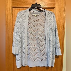 Cyrus Women's Light Blue Open Knit Cardigan